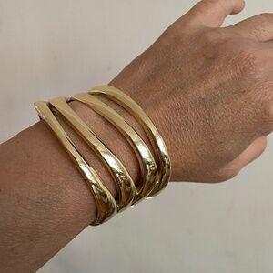 Elegance wide cuff bracelet gold tone